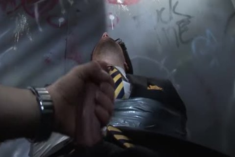 Suited Woody Fox bound And Gagged And Jerked Off