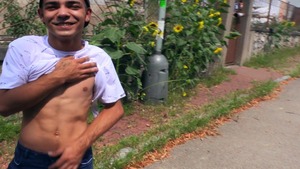 taut dude with dyed hair receives pounded outside